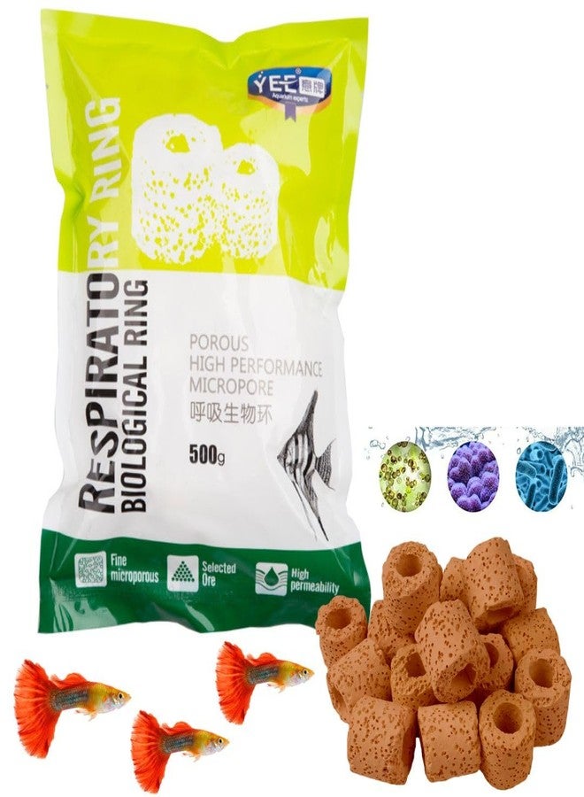 VAYINATO® Red Porous Ceramic Ring and Net Bag Aquarium Filter Media for Enhancing Water Quality and Clarity (500 G) by Petzlifeworld - Image 1